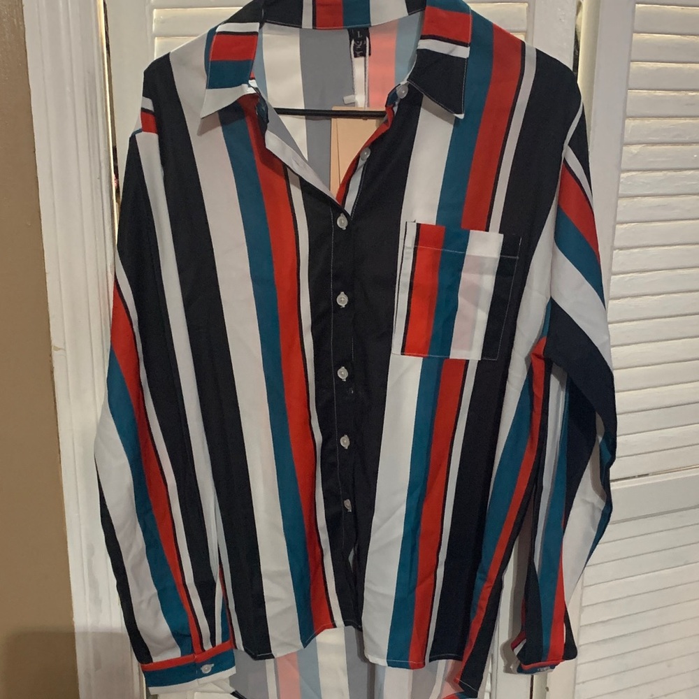 Striped Multicolor Button Down Shirt